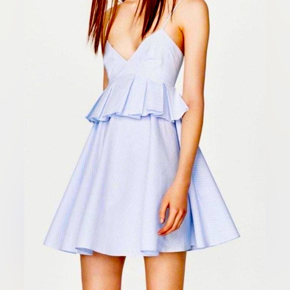Zara Blue and White Striped Strappy dress,Size M